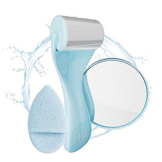 Bella Ciao 3-in-1 Skin Care Set for Women, Skin Care Set for Teen Girls, Contains: Shower Mirror, Ice Roller Facial Massager, Makeup Removal Sponge, Great Gift for Women, Girls