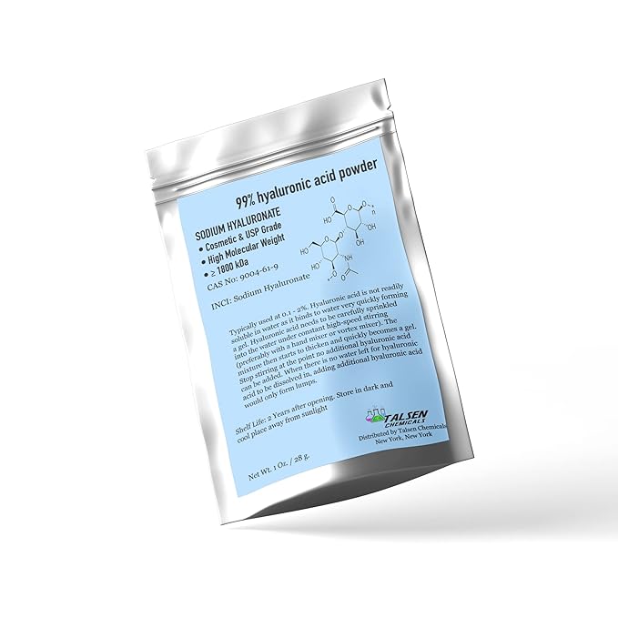 Hyaluronic Acid Powder (0.52 oz. / 15 grams) 1800 kDa+ Pure Hyaluronic Acid Powder For Skin Cosmetic Grade, Hyaluronic Acid High Molecular Weight Powder, DIY Hyaluronic Acid Serums