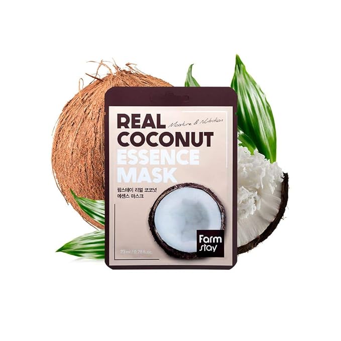 FARMSTAY] Real Essence Mask(12-Combo) - Mango, Coconut, Peach, Avocado | Korean Skin Care Mask Sheet