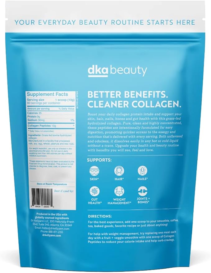 Dr. Kellyann Unflavored Collagen Peptides Powder (60 Servings) – Grass-Fed, Keto & Paleo-Friendly, Non-GMO, Gluten-Free, 1 Pack