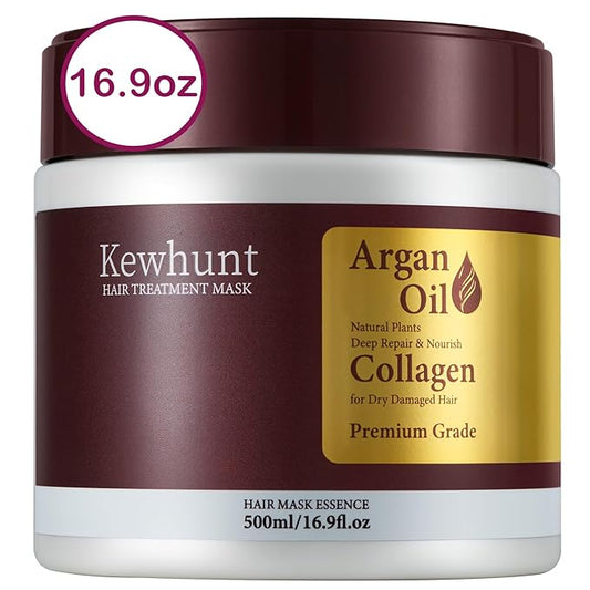 Collagen Hair Mask, Mothers Day Gifts, Deep Conditioning Hair Mask Infused with Argan Oil, Plant Protein, Shea Butter, Hair Treatment Hydrating Repair Mask Essence for Dry Damaged Hair 16.9 oz 500ml
