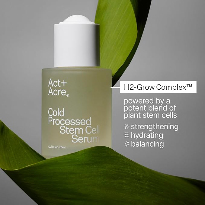 Act+Acre Cold Processed Stem Cell Scalp Serum - Promotes Thicker and Fuller-Looking Hair - Soothes and Hydrates the Scalp - Sulphate and Paraben Free - Aloe Vera for Improved Scalp Health.