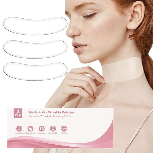 Reusable Wrinkle Patches 3 Pack - Silicone Fusion Treatment Forehead Patches for Brow Lift, Wrinkle Smoothers, Reduce Frown Lines & Face Lift (Neck)