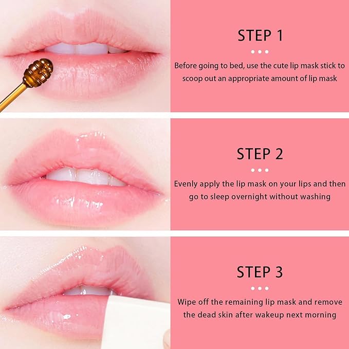 8 PCS Bee Lip Balm Honey Pot, Coconut Cherry Mint Strawberry Watermelon Grape Peach Aloe Vera Bee Lip Balm Honey Pot Sleeping Lip Mask Overnight with Stick Prevention Dry and Crack Lip Scrubs