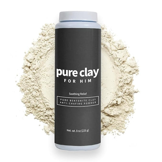 All Natural Mens Anti Chafing Powder, Deep Mined Calcium Bentonite Clay Powder, Body, Groin, Arm Pit, Foot, Anti Chaf Powder, Paraben Free, Talc Free, Food Grade Organic, 8 oz