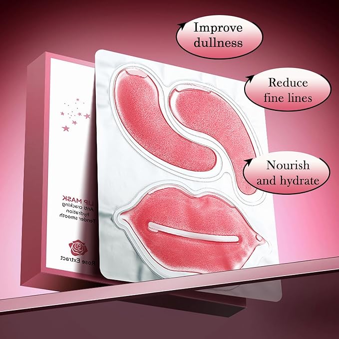 20 Pair Rose + 10 Pair Aloe Vera Under Eye Mask & Lip Mask Skincare Set, Lip Patches & Under Eye Patches for Puffy Eyes, Dark Circles, Dry Lips Lines, Moisturizing for Women & Men Skincare