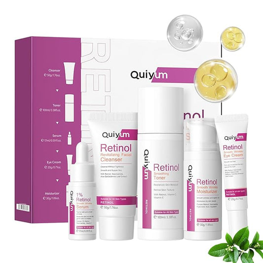 Retinol Skin Care Set, 5 In 1 Skincare Gift with Retinol Serum, Moisturizer, Eye Cream, Cleanser, Toner, Anti Aging Skincare Kit for Women, Mother Day Gifts