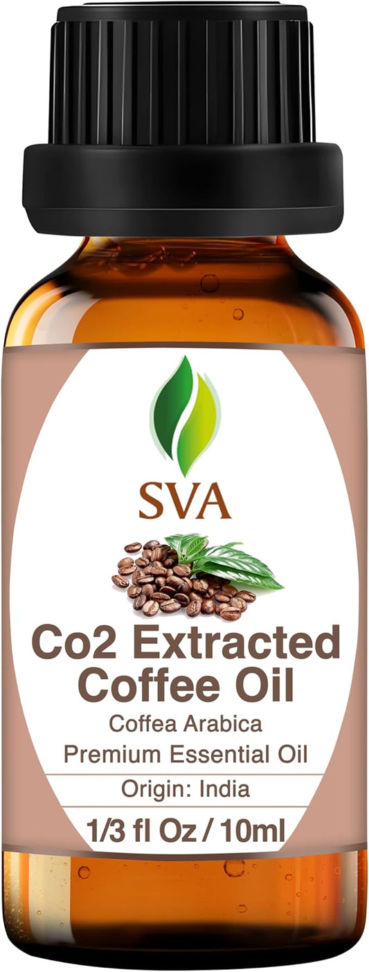 SVA Coffee Essential Oil – 1/3 Fl Oz – 100% Natural Coffee Oil - for Diffuser, Hair Care, Face, Skin Care, Aromatherapy, Scalp and Body Massage, Soap and Candle Making
