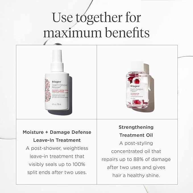 Briogeo Don't Despair, Repair! Moisture + Damage Defense Leave-In Treatment, Seals Split Ends and Repairs Dry, Damaged Hair, Protect Against Future Damage, Vegan, Cruelty-Free, 4 fl oz