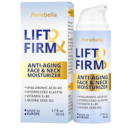 Face & Neck Cream for Tightening and Firming - Hyaluronic Acid 4D, Vitamin E + B5, Elastin - Made in Europe - Lift & Firm Cream - Face Moisturizer Anti Aging Treatment for All Skin