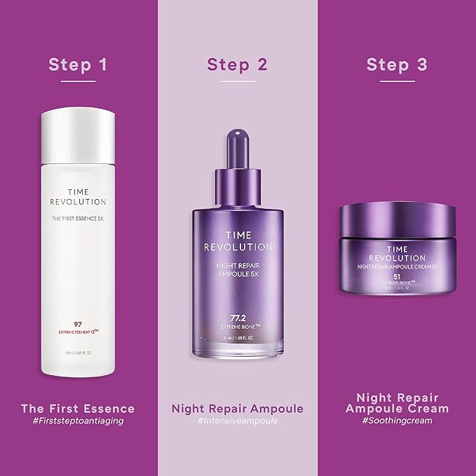 MISSHA Time Revolution Night Repair Ampoule Cream (5th Gen) 1.69 Fl Oz - Triple Fermented Deep-Sleep Night Cream - Overnight Repair for Enhanced Radiance, Korean Skincare