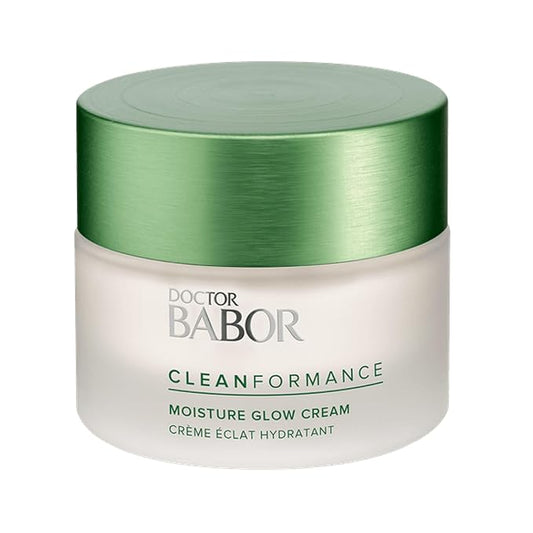 BABOR CLEANFORMANCE Moisture Glow Cream, Lightweight Daily Moisturizer with Light-Reflecting Pigments, Instant Glow and Hydration, Prebiotics & Probiotics Facial Cream, Radiant Even Complexion, 1.7 oz