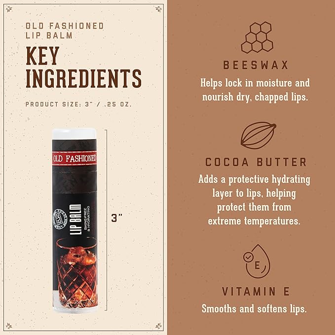 18.21 Man Made Lip Balm - Original Old Fashioned Flavor, Lip Protectant Hydrates & Moisturizes with Beeswax, Cocoa Butter & Vitamin E