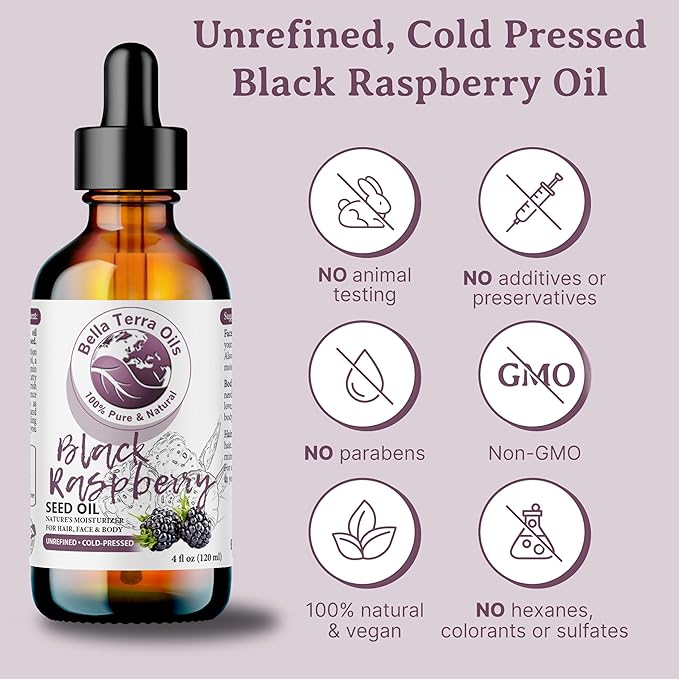 Bella Terra Oils Black Raspberry Seed Oil – 1gallon, Antioxidant Rich, Silky Finish, Nurturing, for Radiant Skin & Lustrous Hair