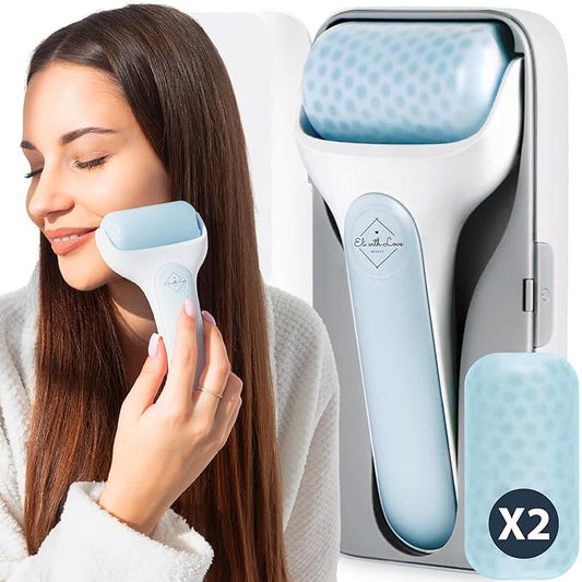 Facial Ice Roller for Face Premium with Carry Case and 2X Rollers for Long Lasting Cold - Eye Roller for Puffy Eyes & Cold Massage for Migraines (Ice Roller)