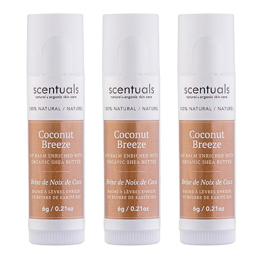Lip Balm Set of 3, Made with Shea Butter, Cocoa Butter, Castor, Avocado & Jojoba oil, Beeswax, Vitamin E and Essential oil, Moisturizing Lip Care, Cruelty Free Hydration, 100% Natural (3 Pack)