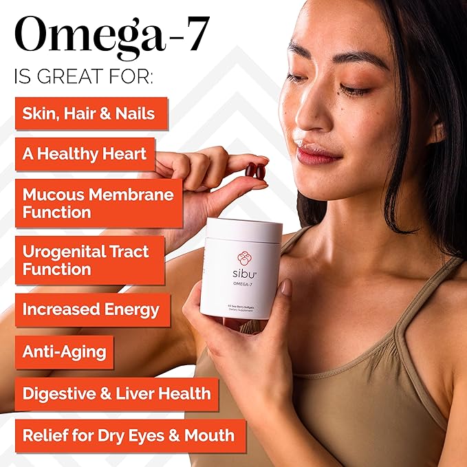 sibu Omega-7 Softgels, Premium Organic Himalayan Sea Buckthorn Oil (180ct, 90 Day Supply) – Supplement for Healthy Skin, Hair, Nails and Dryness