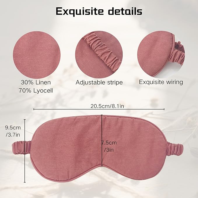 Linen Eye Mask for Girls,Travel Breathable Sleep Mask,Adjustable Strap, Hypoallergenic, Cooling with Travel Bag Gift Package(Gingham)