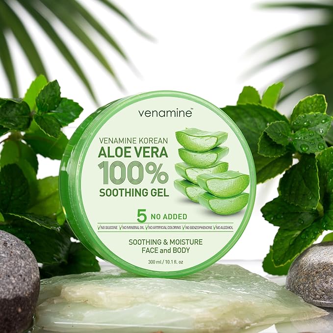 VENAMINE korean Moisture Bundle Korean Aloe Vera Gel with Pure Hyaluronic Acid with Vitamin B5 Serum bundle