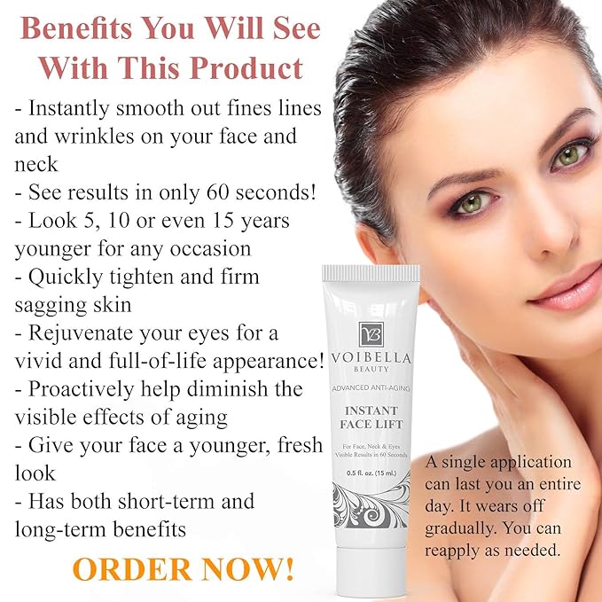 Instant Face Lift Cream Combo - Collagen Support, Revitalize Skin, Reduce The Appearance of Eye Bags and Fine Lines with Hydrating Serum, Instant Wrinkle Solution for Men and Women