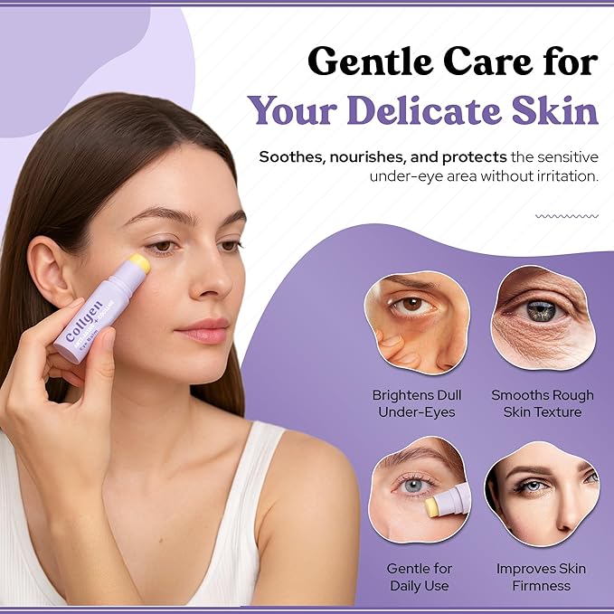 BellaBLISS Collagen Eye Balm Stick for Dark Circles, Puffiness & Wrinkles – Cooling Under Eye Cream with Collagen, Anti-Aging & Hydrating Formula – Made in Korea - 0.35 oz / 10 g - Pack of 1